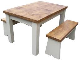 Painted rustic Table and Bench set